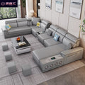 New cat-scratch resistant fabric home living room minimalist fashionable versatile rechargeable latex chaise lounge fabric sofa for small and large apartments