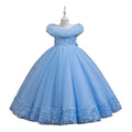 export girls' elegant evening gown long fluffy skirt children's runway piano performance tutu dress