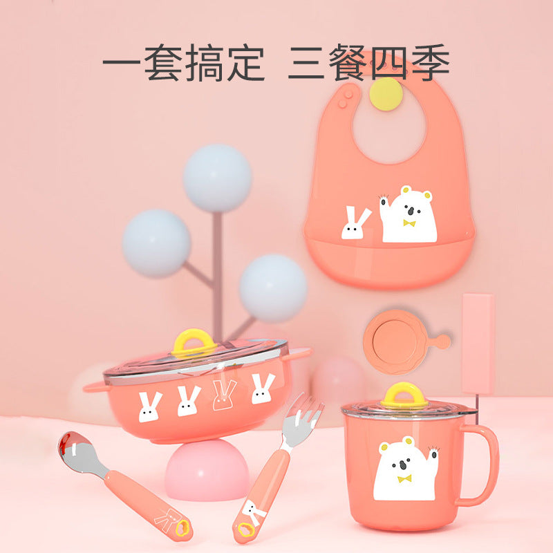 Children's tableware set, complementary food tools, baby complementary food bowl, baby complementary food spoon, thermal insulation bowl, spoon supplies, complementary food box