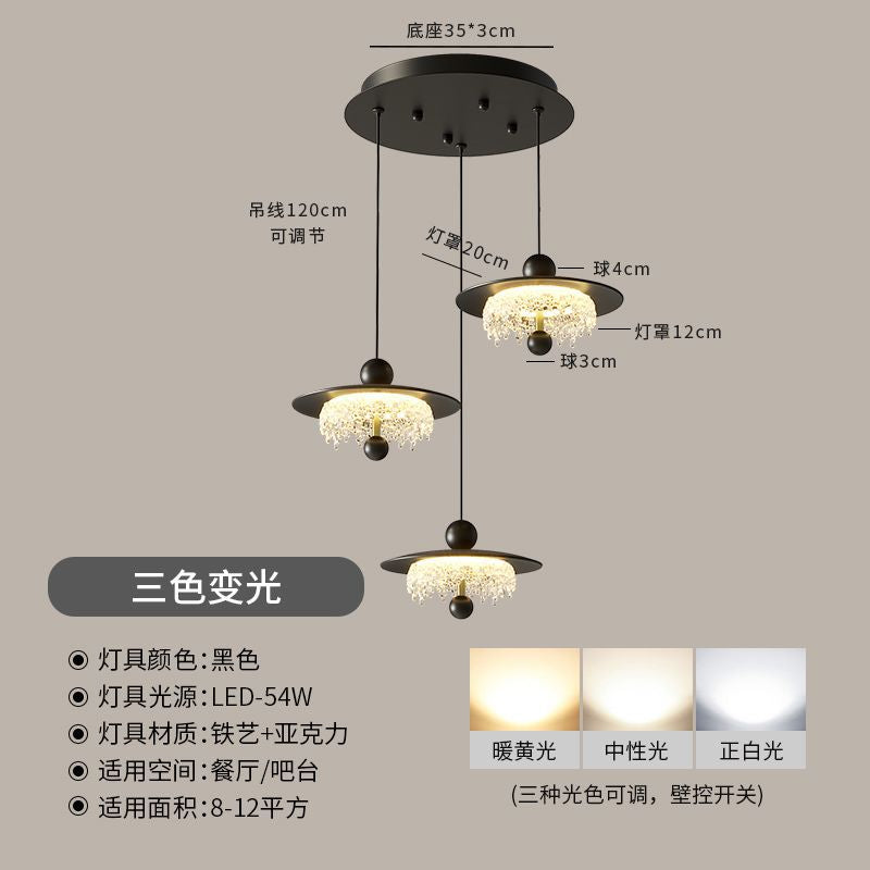 Medieval style restaurant chandelier three-head american retro water drop classy tea room bar table long strip lamp