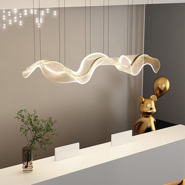 Restaurant bar led silk wave decoration wind and water rising art front checkout page streamer chandelier