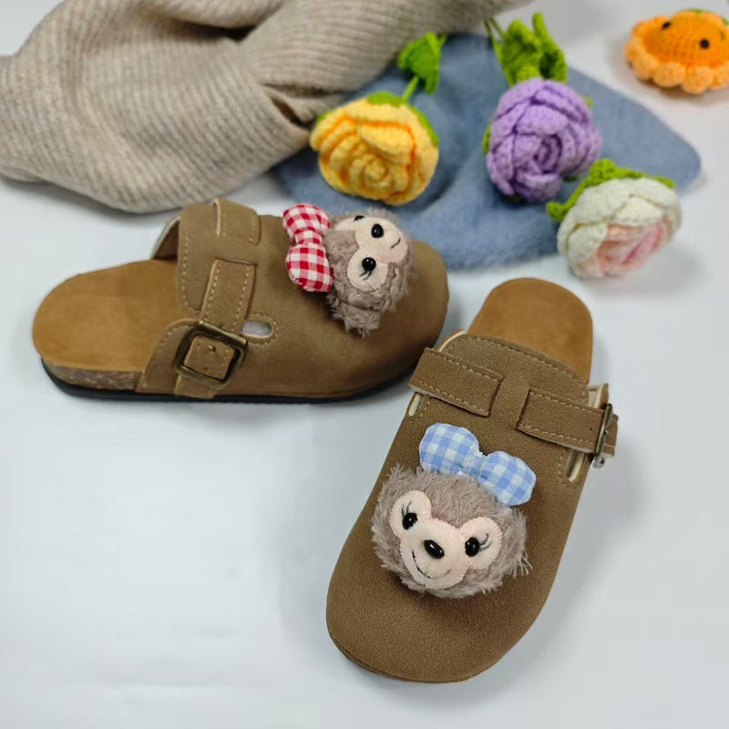 2025 fall/winter new collection: women's closed-toe mules - winter retro cute cartoon thick-soled birkenstock-style wholesale