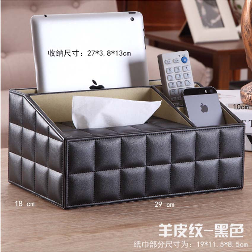 Leather napkin pumping carton, multi-functional tissue box, living room desktop bedroom remote control storage box, European home