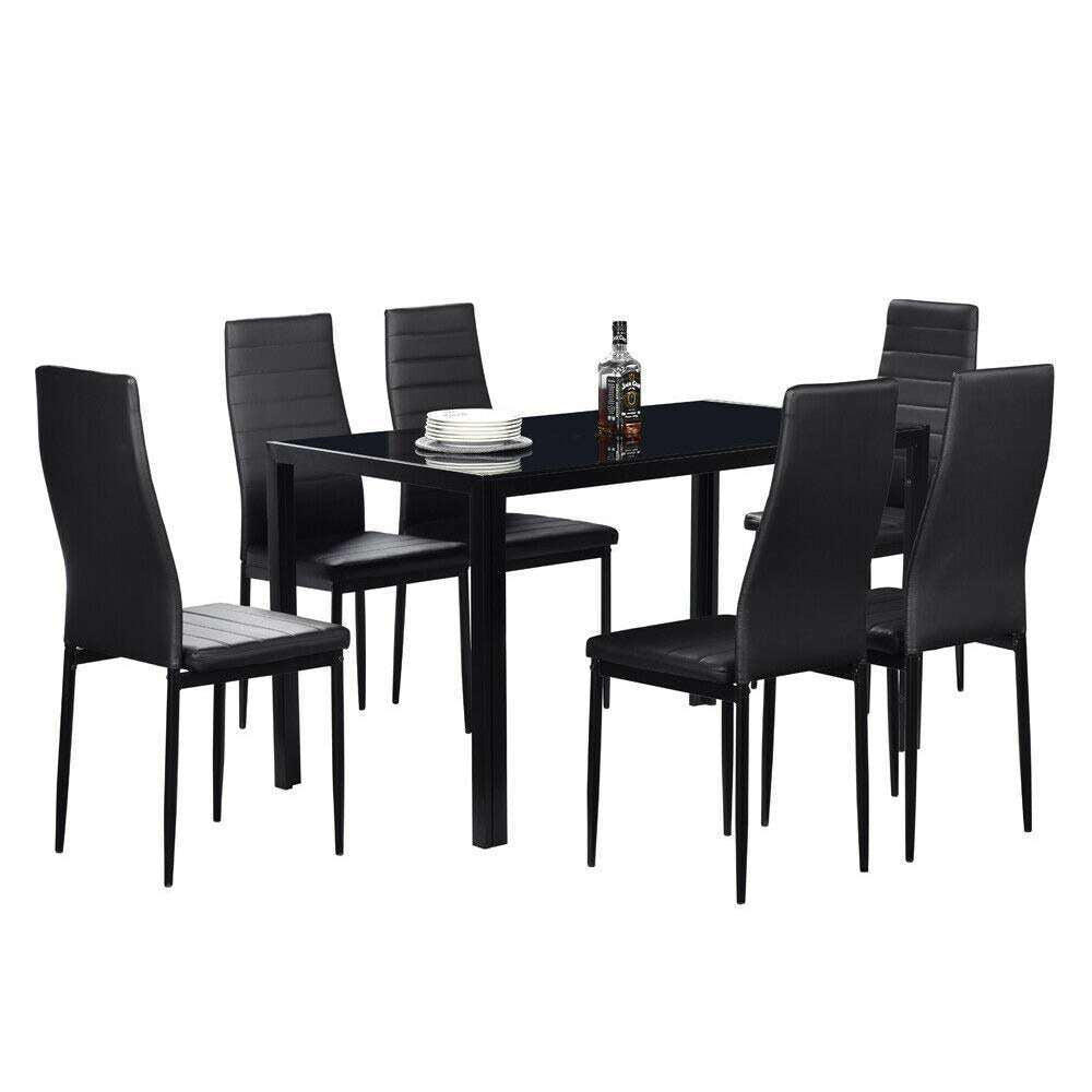 Export dining table and chairs transparent tempered glass table rectangular set table and chair combination dining tables