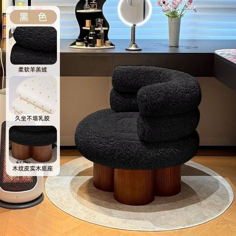 Single lazy sofa chair cream style cashmere popular dopamine living room bedroom solid wood creative casual chair