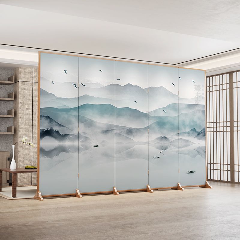 Used folding screen partition - premium living room accent, mobile office divider, simple live stream backdrop, creamy style