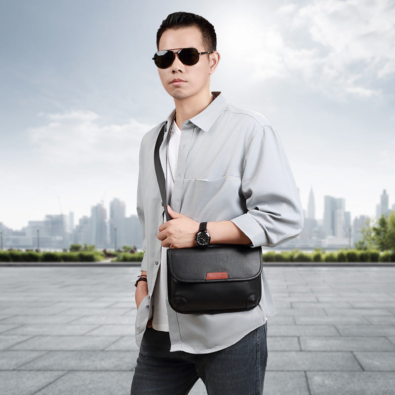 New fashion men's bags trendy fashion high-end leather men's bags casual and lightweight first-layer cowhide messenger bag