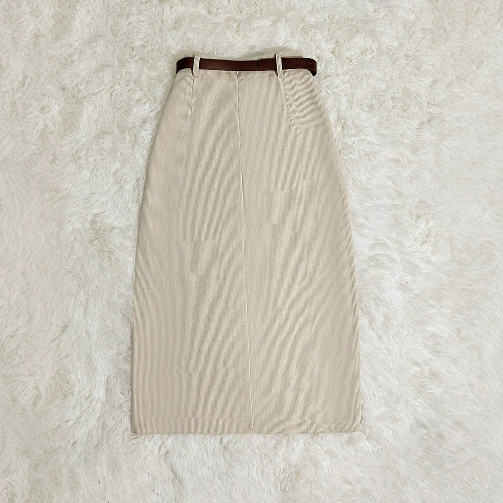 Amazon women's vintage slit midi skirt - high waist, slimming, bodycon, apple-shaped body flattering