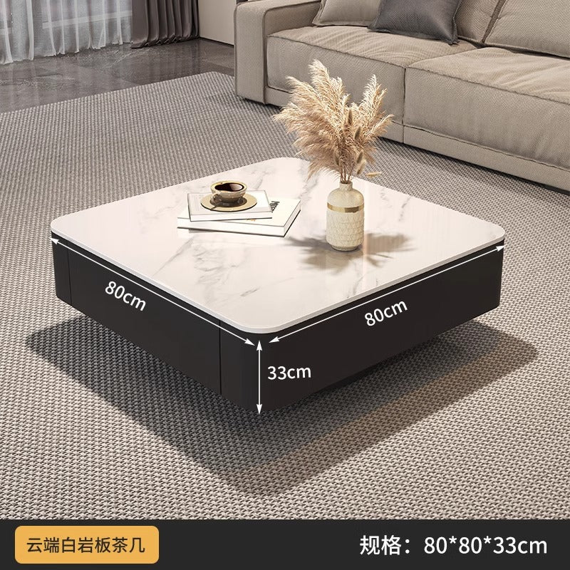 For home tea table living room glass black light luxury slate modern casual combination coffee table small apartment square sense for home