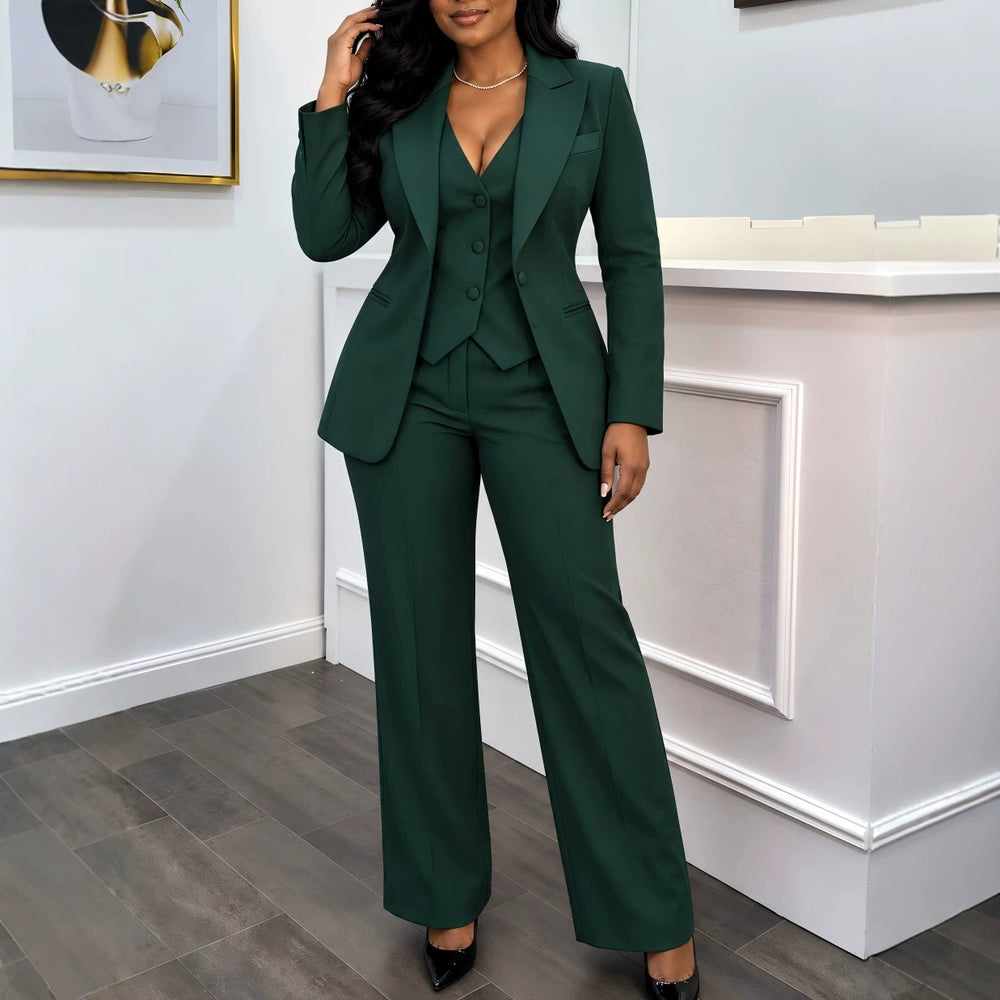 Autum new work clothing style long sleeves suit straight-leg pants vest three-piece set three-piece sets