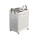 Foldable dirty clothes hamper - portable, multi-functional, hollowed-out laundry basket with wheels for home, bathroom, and balcony storage
