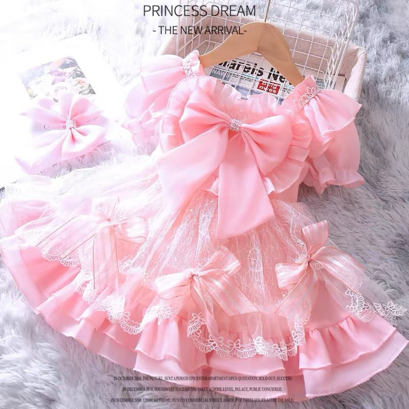 summer collection: little girl's dress - ethereal tulle princess style tutu dress for baby girls, kids' bubble sleeve dress
