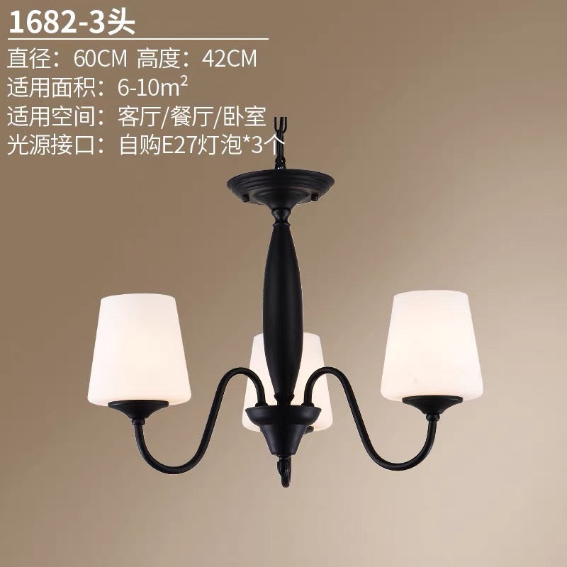 American country wrought iron chandelier European simple living room dining room study bedroom Nordic retro modern simple chandelier