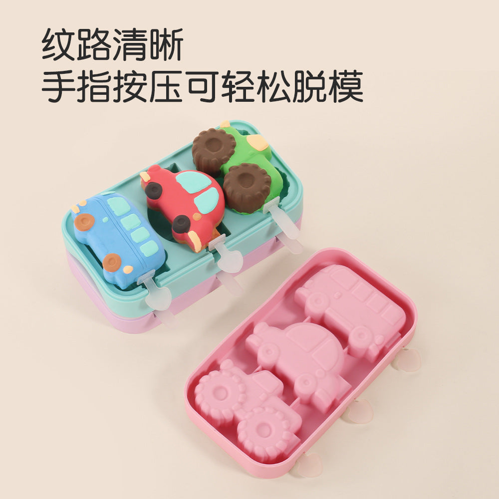 Dinosaur Car Ice Cream Silicone Mold Popsicle Chocolate Mold DIY Handmade, Ice Cream Mold