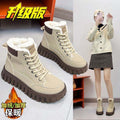 Women's fleece-lined cotton shoes - authentic, warm, flat, new autumn/winter 2025 collection. leather upper, soft sole, durable women's shoes - kt2509