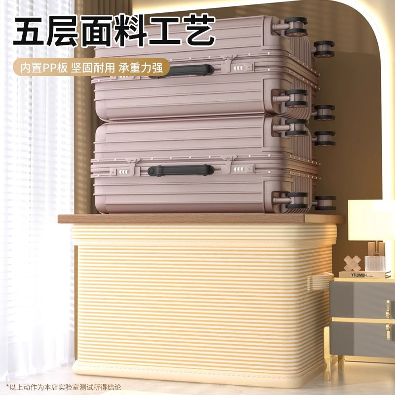 Striped Lid Storage Box Household Clothing Quilt Toy Storage Basket Large Capacity Multifunctional Snack Storage Box