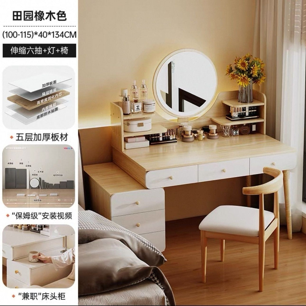 Bedroom dressing table for home chest of drawers all-in-one makeup table small apartment room multifunctional storage retractable dressing table