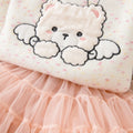Girlsweatercutebear bottomall-in-one velvetthickened princess skirttwo-piece set tutu skirtfall and winternew arrivalsuit