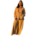 European and american cross-border women's fashion:  summer new collection - stylish printed turn-down collar long sleeve shirt and wide-leg pants casual set