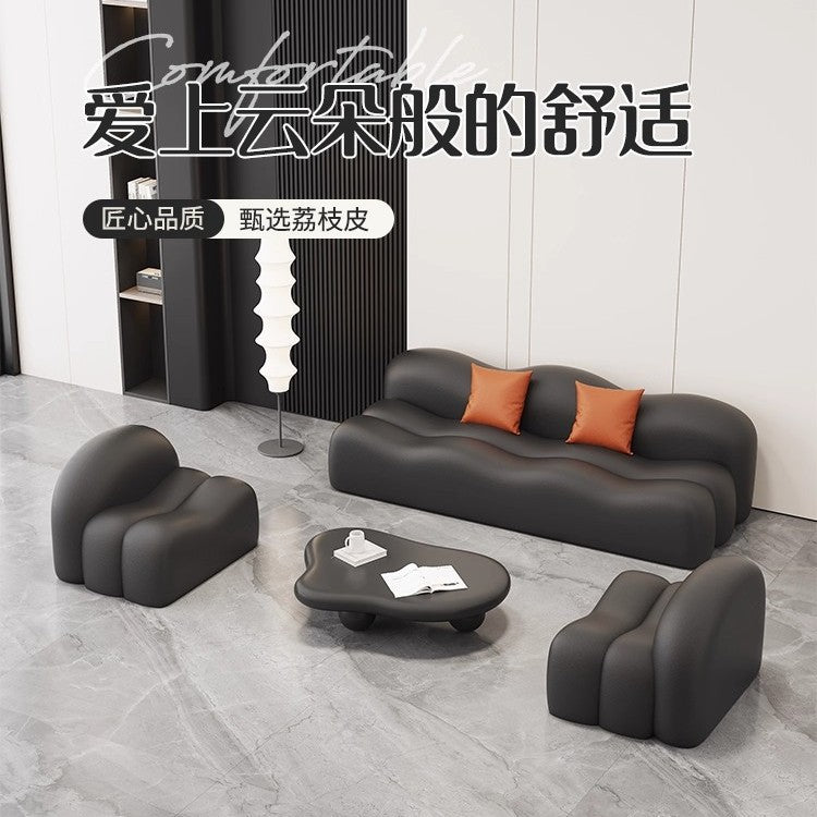 new leather reception desk wave rest area lounge seating for salon, office, and nordic living room