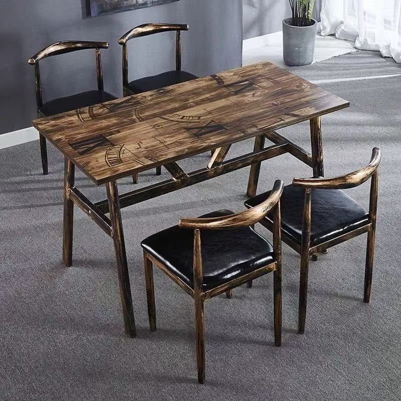 Commercial retro dining table set for restaurants, cafeterias, bbq outlets, and fast food chains - ideal for desserts, snacks, and milk tea
