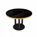 Black imitation rock slab round table with gold edge, 120cm in diameter