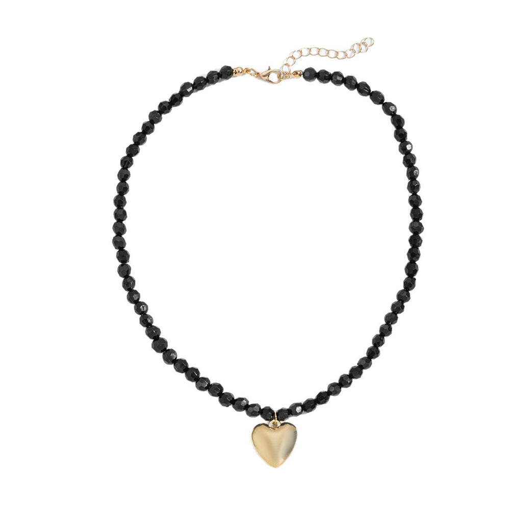 Black beaded necklace wholesale - european & american cross-border metal heart pendant geometric unique fashion trend heart necklace