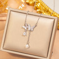 [titanium steel] hot-selling pearl butterfly necklace for women accessible luxuryfashion classy copper micro-inlaid clavicle chain jewelry
