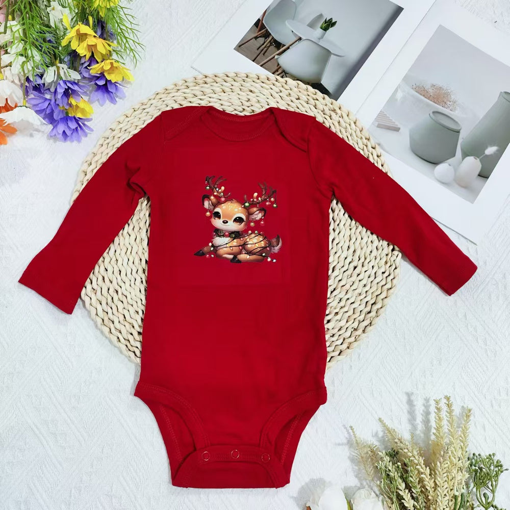 Original overstock: european & american style christmas romper for infants & toddlers - unisex, newborn, 100% cotton, one-piece crawling suit