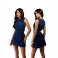 Amazon  cross-border fashion women's denim dress with back tie - european and american style