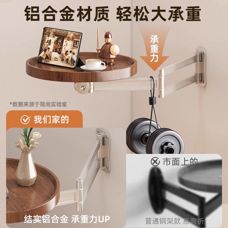 Foldable coffee table small round table creative suspended side table living room side table for home bedroom wall hanging bedside storage table