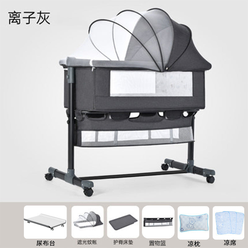 Baby crib newborn bed splicing large bed baby rocking bed bb children's bed cradle bed multifunctional movable foldable