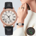 Wish women's watch new arrival - ladies' minimalist diamond-accented luminous retro quartz watch with leather strap - white (direct from manufacturer)