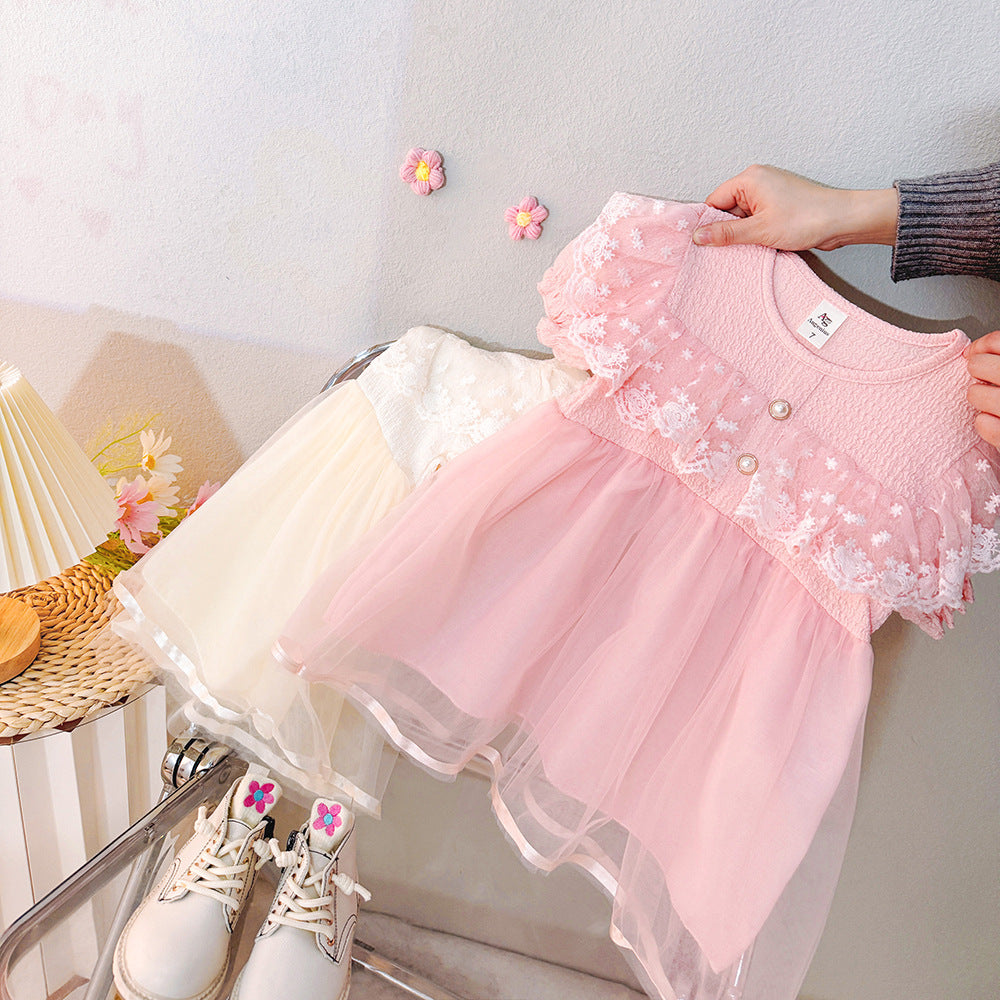 Girls' short-sleeve tulle dress - spring/summer collection: sweet and trendy summer dress for baby girls and toddlers