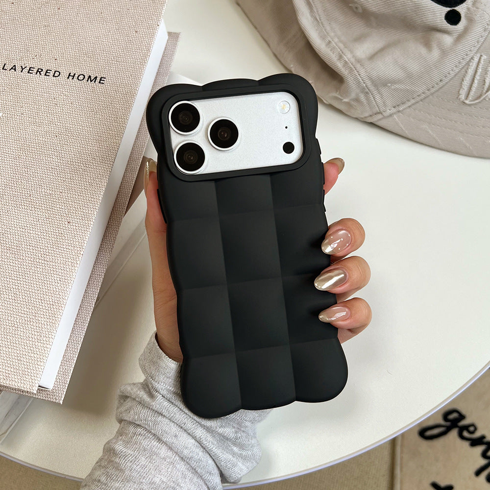 Suitable for apple 17 mobile phone case stereo concave and convex air cushion soft shell simple milk color iphone18promax cloud shell