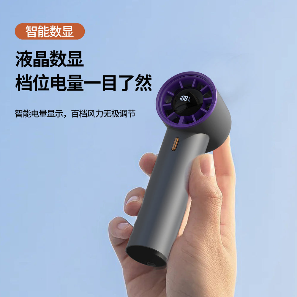 2025 new 100-speed handheld digital display mini fan - desktop usb rechargeable ultra-high speed turbo fan