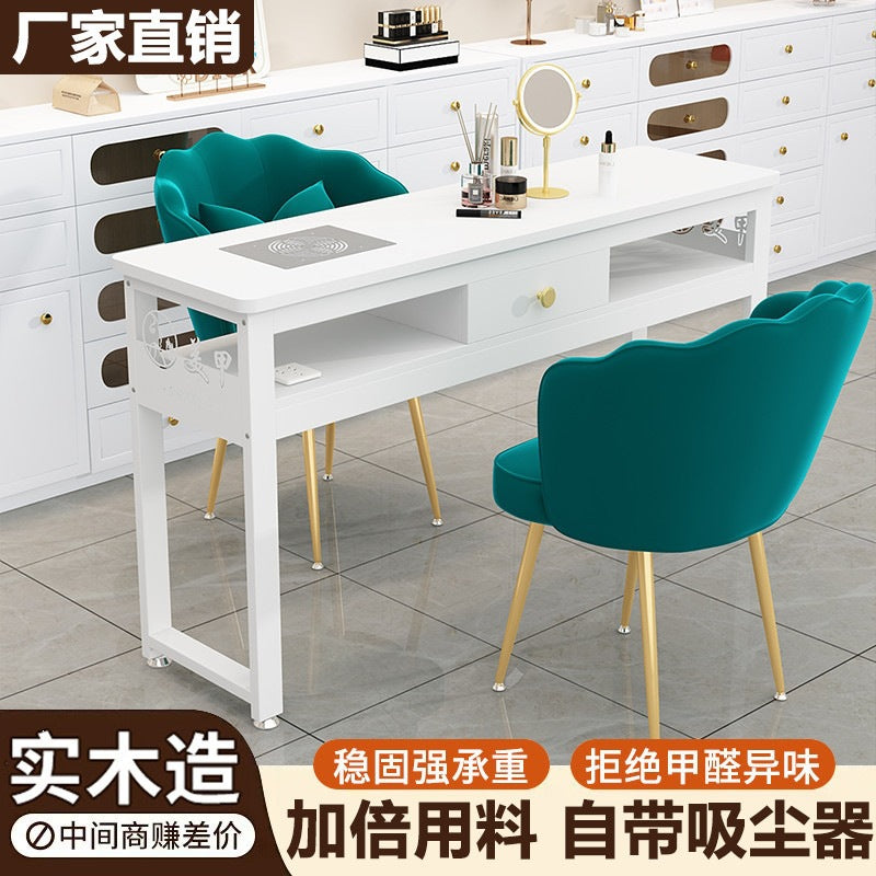 Professional double-layer nail table for nail salons - japanese minimalist style, single/double seater, economical home beauty & office desk