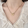 V gold plated microphone gold manufacturer direct sales card plus double ring pancake necklace love clavicle chain printed couple original version diamond gold