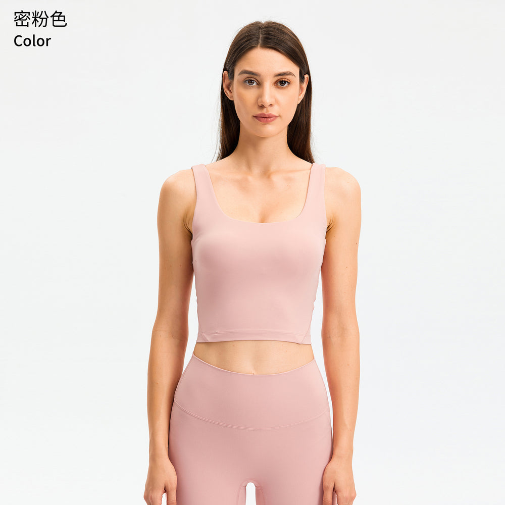 Dianqian new arrival u-shaped back yoga vest with chest pad comfortable naked sports intimates women's bra fashiondw120