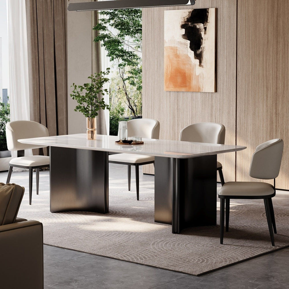 Kali ice jade thickened full support natural marble dining table rectangular italian normcoreaccessible luxury style grid dining table