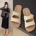 Women's summer slides 2025 new flat retro casual versatile one-strap sandals fashionable trendy niche design