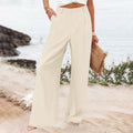 new women's summer fashion loose solid color high waist casual straight leg trousers for cross-border