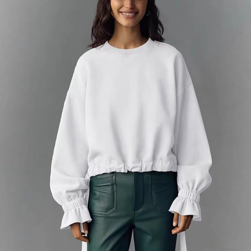 Amazon fashionlong sleevesshort sweatshirtstops women  spring new arrival round neck casualpullover shirt