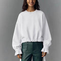 Amazon fashionlong sleevesshort sweatshirtstops women  spring new arrival round neck casualpullover shirt
