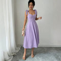 european and american cross-border chic french design vacation purple dress