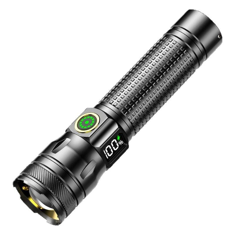 Cross-border new white laser flashlight charging portable digital electric display all-aluminum alloy flashlight strong light long battery life