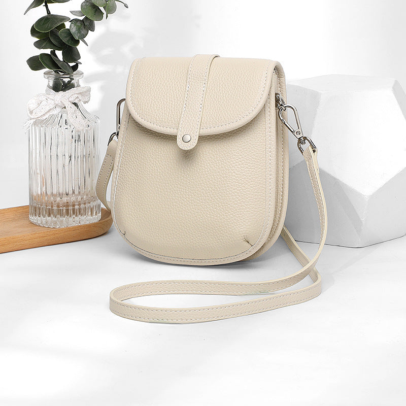 Casual cowhide mobile phone bag women's 2025 new mini messenger small bag simple, lightweight and large-capacity shoulder bag