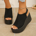 Wedge heel sandals women's  summer new korean style thick sole one-strap beach ladies' outdoor platform sandals