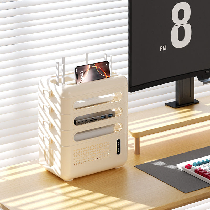 wifi router storage box, household multi-function shelf, plug-in board, charging cable, finishing box, large-capacity storage box.