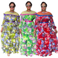 African cross-border new arrivalplus sizerufflesprinting skirt fashionexport women's clothing hot diamond belt dress